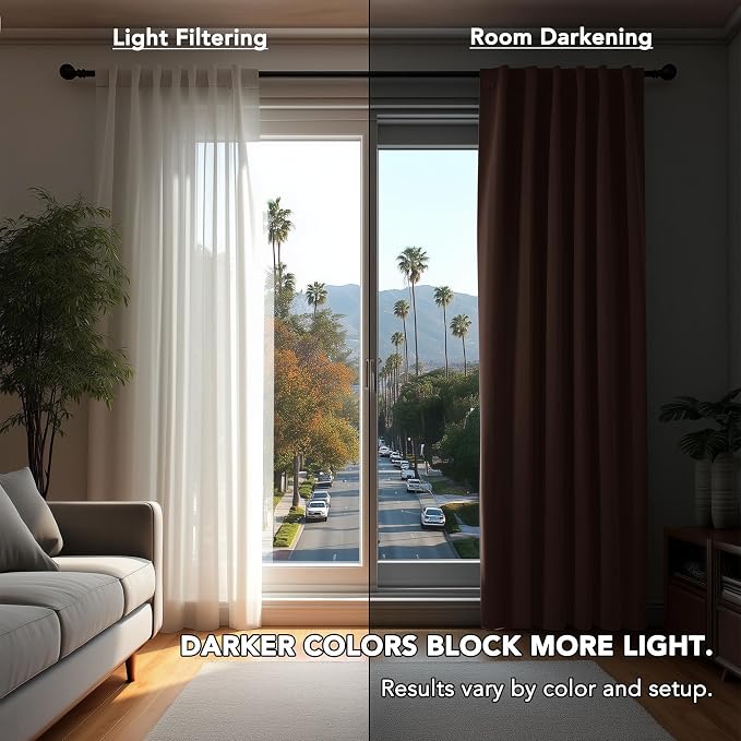 Deconovo Blackout Curtains, Thermal Insulated, W52 x L54 2 Panels, Back Tab - Image 3