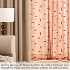 MIULEE Burnt Orange Sheer Curtains 2 Panels Embroidered Leaf Patterned Rod - Image 7