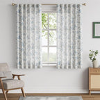 jinchan Linen Floral Curtains for Living Room 63 Inch Length Blue Printed - Image 2
