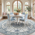 Area Rugs 8ft Washable Non-Slip, Floral Vintage Distress Print Pattern - Image 2