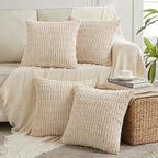 Fancy Homi 4 Packs Tan Decorative Throw Pillow Covers 24x24 Inch by Fancy+Homi