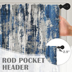 Emvency 4 Pack Valances Window Treatments, Abstract Modern Blue Grey Rustic - Image 5
