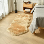 duduta Beige Faux Sheepskin Runner Rugs 2x6 ft, Fluffy Shag Bedroom Rug Fur by duduta