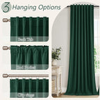 Guken Dark Green 100% Blackout Curtains 96 Inch Length 2 Panels Set - Image 6