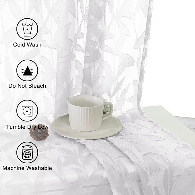 Lecloud Leia White Sheer Curtains 78 Inches Long 2 Panels, Privacy Airy Voile - Image 7