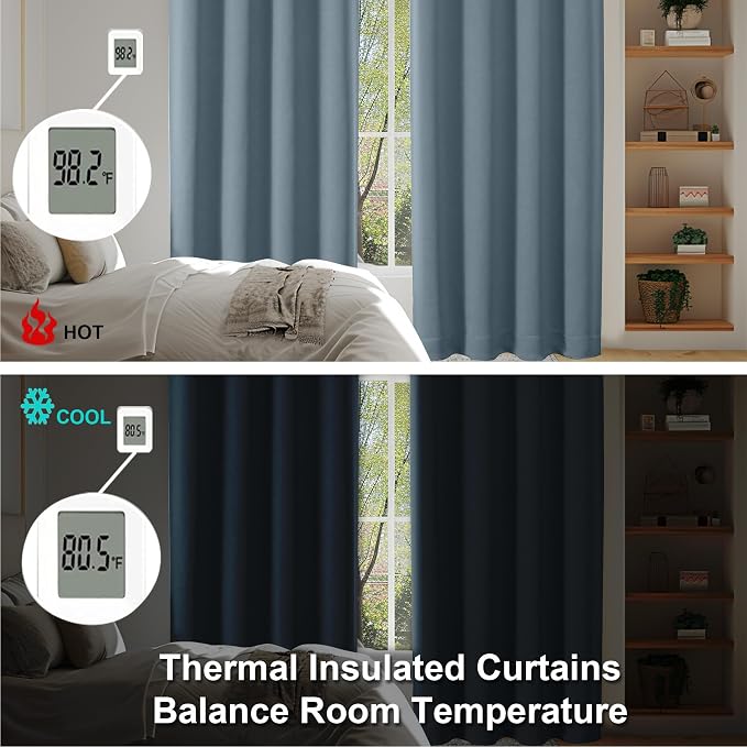 Simplebrand Ava Stone Blue Blackout Curtains - Image 6