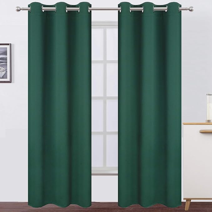LEMOMO Dark Green Thermal Blackout Curtains/42 x 95 Inch/Set of 2 Panels Room by Lemomo