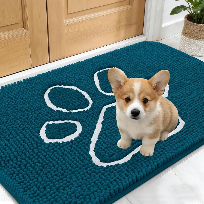 OLANLY Dog Door Mat for Muddy Paws 24x16, Paw Print Design, Absorbs Moisture by OLANLY