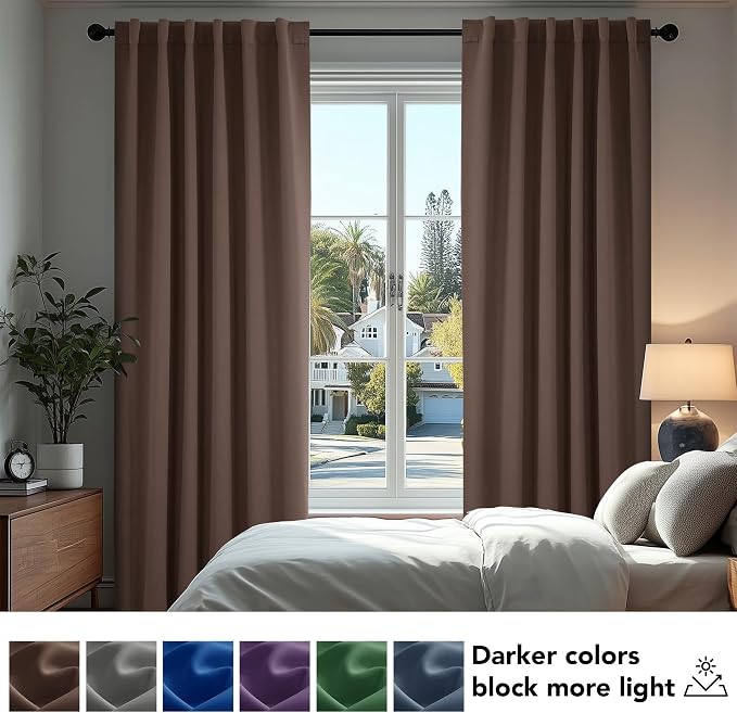 Deconovo Blackout Curtains, Thermal Insulated, W70 x L108 2 Panels, Back Tab - Image 4
