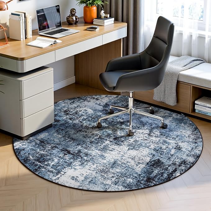 Rugflix Round Area Rugs 4Ft for Living Room, 4x4 Washable Rug Stain-Resistant - Image 3