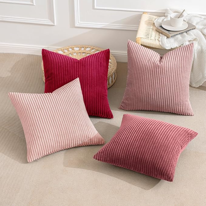 MIULEE Boho Farmhouse Throw Pillow Covers 18x18 Inch Set of 4 Romantic - Image 2