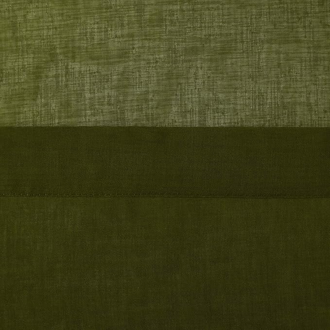 DWCN Olive Green Sheer Curtains Semi Transparent Voile Rod Pocket Curtains - Image 4