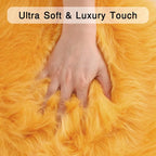 duduta Yellow Faux Sheepskin Round Rug 4x4 ft, Fluffy Shag Fur Bedroom Nursery - Image 4