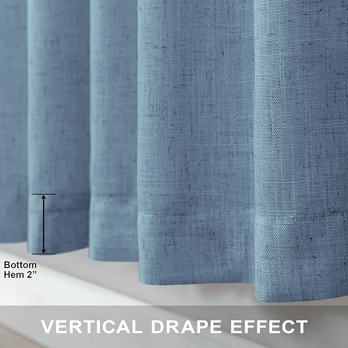 60 Inch Wide Blue Linen Curtains - Image 6