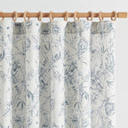 jinchan Floral Curtains 96 Inches Long Blue Flower Linen Farmhouse Curtain by JINCHAN