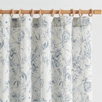 jinchan Floral Curtains 84 Inches Long Blue Flower Linen Farmhouse Curtain by JINCHAN