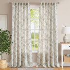 jinchan Linen Curtains Floral Curtains 96 Inch Length - Image 2