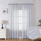Lecloud Leia Light Grey Sheer Curtains 90 Inches Long 2 Panels, Texture Patio by Lecloud