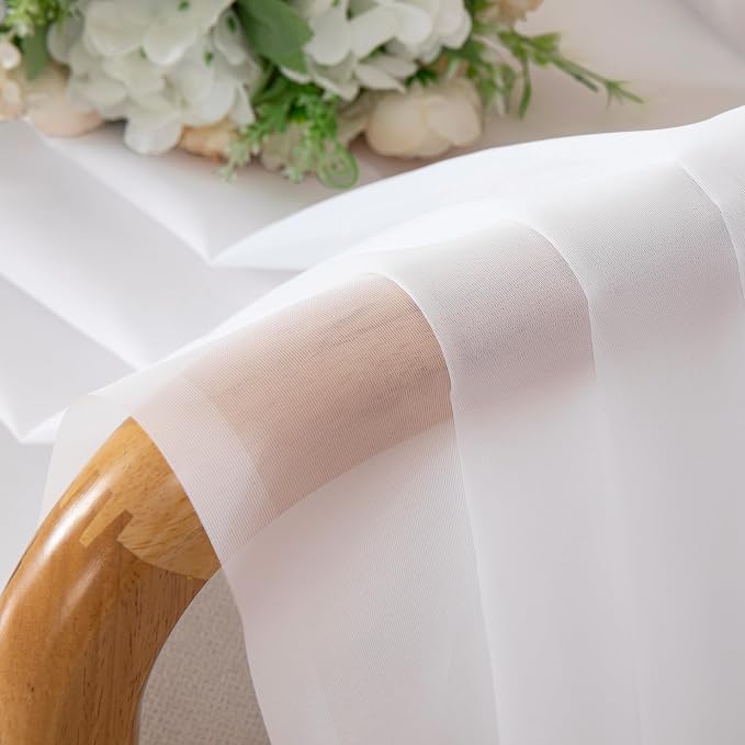 Chyhomenyc Sheer White Curtains 90 inches Long 2 Panels, Light Filtering Soft - Image 4