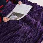 Puncuntex Deep Purple Throw Blanket 60"×80" inches Fuzzy 3D Jacquard Decorative - Image 3