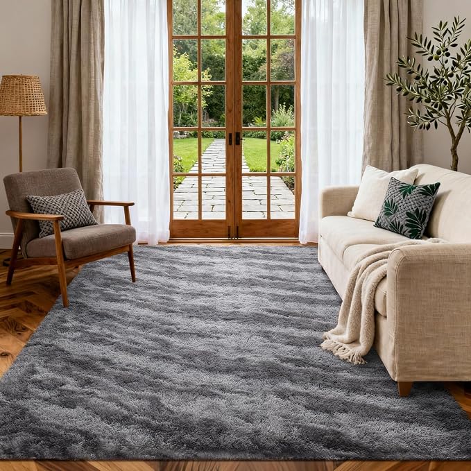 Area Rugs for Living Room, Tie-Dyed 5x7 Feet Soft Fluffy Shagg Plush Rug High by Cuzwlovita
