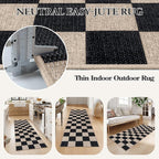 Lahome Colette Checkered Easy Jute Runner Rug, 2x6 Kitchen Runner Rug Non Slip - Image 5