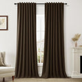 Guken Chocolate 100% Blackout Linen Curtains 102 Inch Length 2 Panels Set by Guken