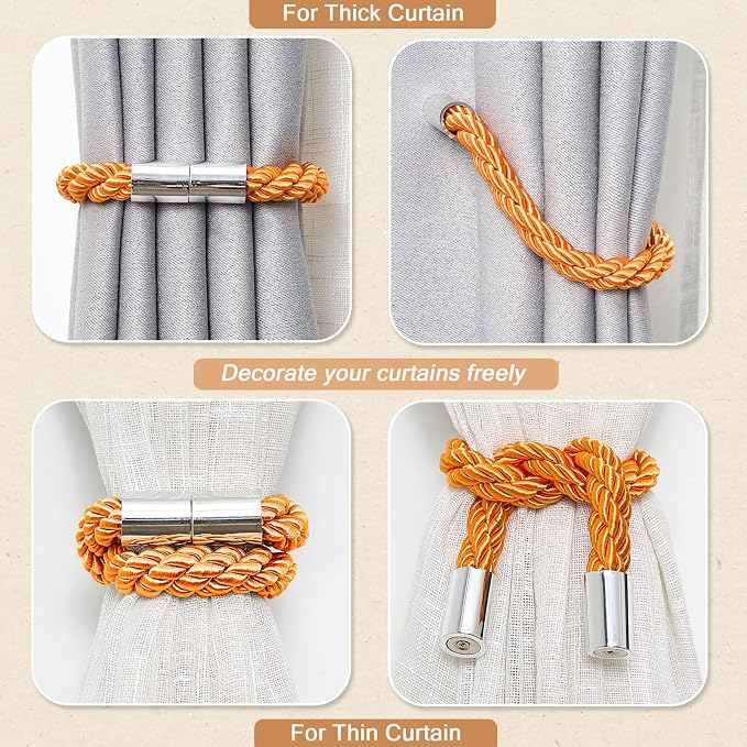 NICEEC 2 Pack Strong Magnetic Curtain Tiebacks Modern Simple Style Drape Tie - Image 6