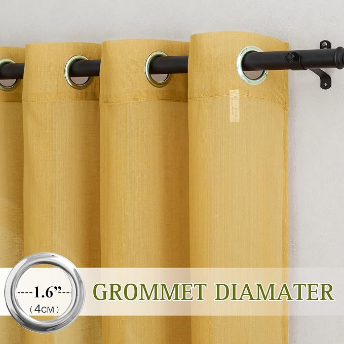 NICETOWN Citrine Linen Curtains 108 inches Long, Grommet Decorative Semi Sheer - Image 2