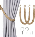 NICEEC 2 Pack Natural Cotton Rope Curtain Tiebacks Elegant Boho Style by NICEEC