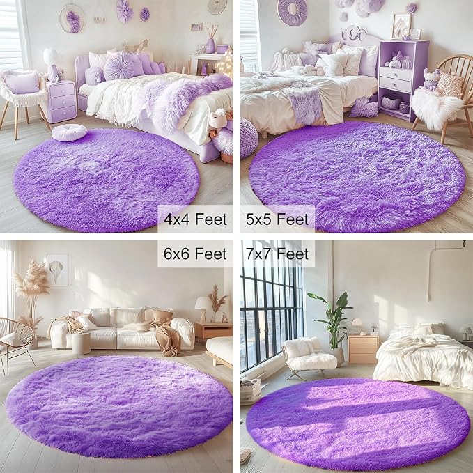 OLANLY Purple Round Rugs for Bedroom - Image 9