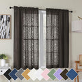 Simplebrand Chocolate Semi Sheer Curtains 45 Inch Length 2 Panels, Geometric by Simplebrand