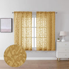 Lecloud Leia Dark Gold Semi Sheer Curtains 45 Inch Length 2 Panels, Balance by Lecloud