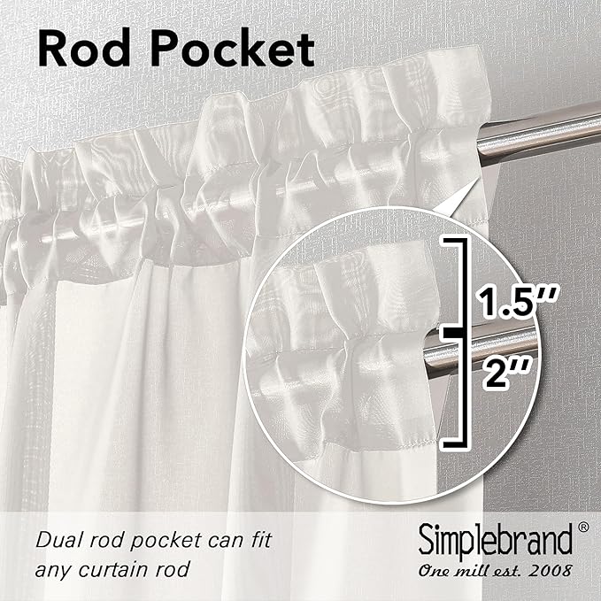 Simplebrand Ivory Sheer Curtains, 2 Panels Set - Image 4