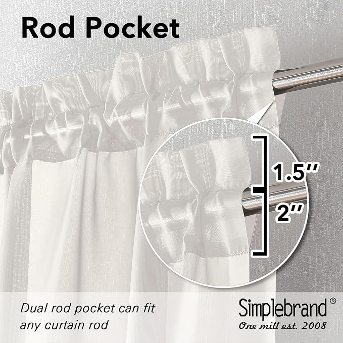 Simplebrand Ivory Sheer Curtains 120 Inches Long, Extra Long Rod Pocket Solid - Image 5