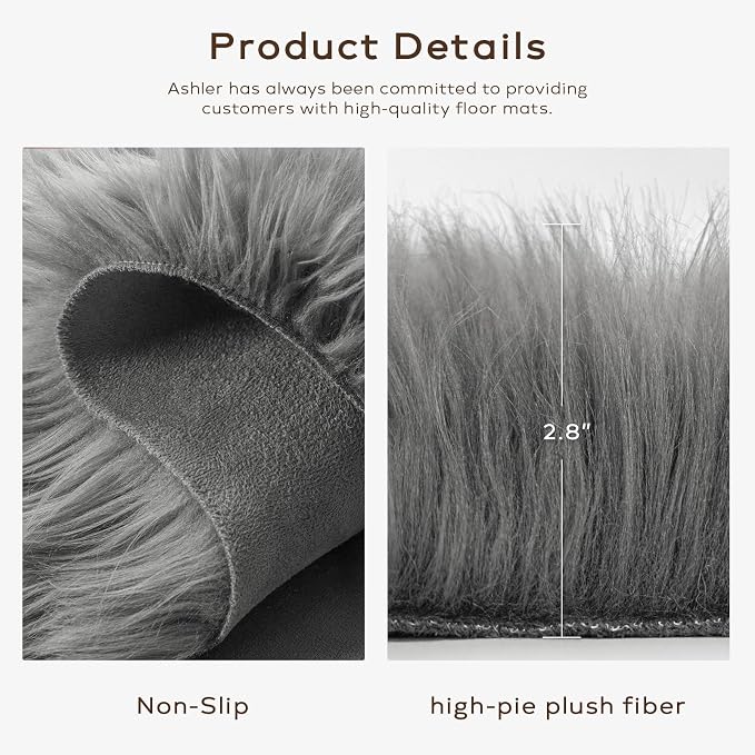 Ashler Faux Fur Rug, Fluffy Shaggy Area Rug, Ultra Soft 2 x 6 Feet Sheepskin Fur - Image 5