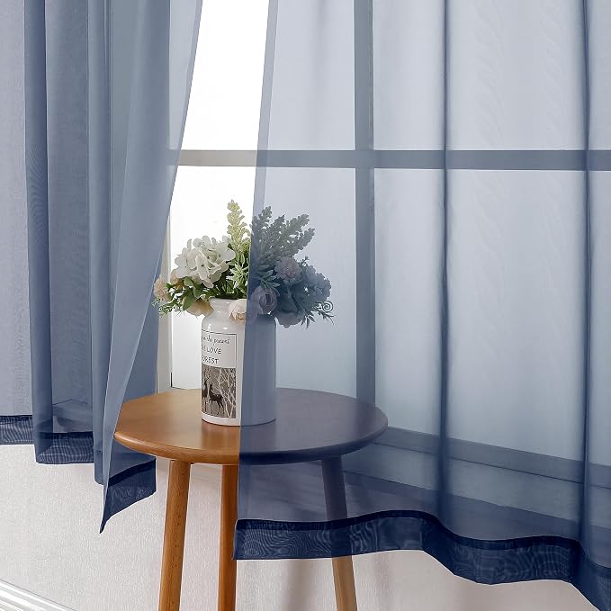Lecloud Short Sheer Curtains 54 Inches Length 2 Panels, Light Filtering Voile - Image 7