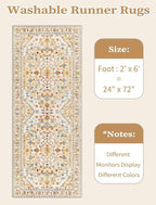 SERISSA Boho Washable Runner Rug, 2x6 Rug Runner Non-Slip Vintage Light Yellow - Image 6