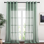 NICETOWN Olive Green Curtains Linen Sheer Texture by NICETOWN