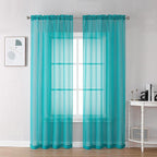 Chyhomenyc Turquoise Sheer Curtains 72 Inch Length 2 Panels, Light Filtering by Chyhomenyc