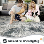 9x12 Area Rug for Living Room, Washable Modern Abstract Large Area Rug Neutral - Image 3