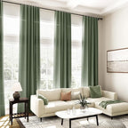 Nanspring Olive Green Linen Sheer Curtains 90 Inch Length 2 Panel Set Back Tab - Image 6