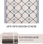 YIHOUSE Boho Rugs for Living Room, 6x9 Western Beige and Blue Area Rug - Image 4