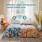 MSGKV Boho Throw Blanket for Couch 50"x60" Cotton Birds Floral Blanket Sofa - Image 3