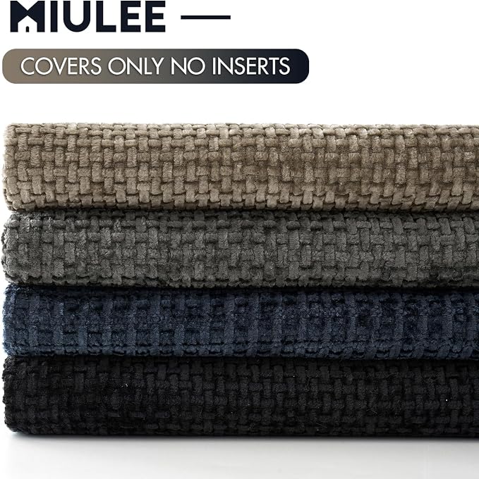 MIULEE Pack of 4 Couch Throw Pillow Covers 18x18 Inch Neutral Navy/Grey Soft - Image 6