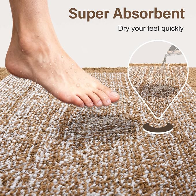 36x24 Large Bathroom Rugs Washable Non Slip, Coffee Bath Mat - Image 8