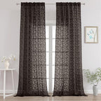 Chyhomenyc Extra Long Chocolate Sheer Curtains 108 Inch Length 2 Panels Set by Chyhomenyc