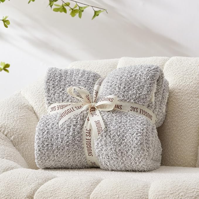 Snuggle Sac Oversized Grey Throw Blankets Twin Size, Super Soft Warm Blankets - Image 4