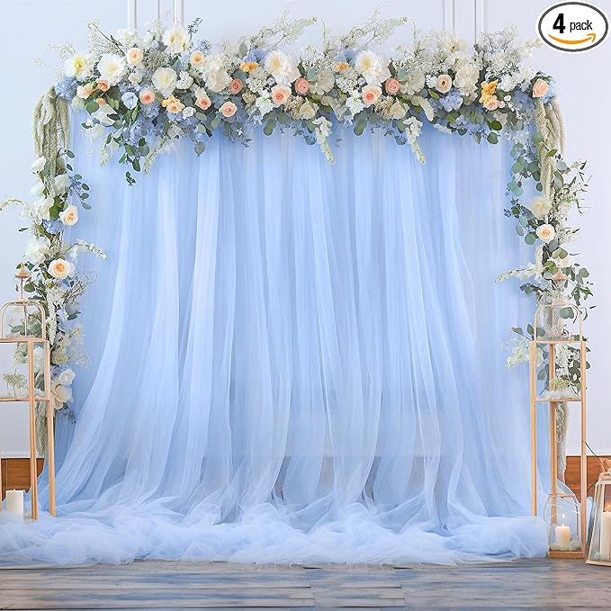 20ft x 15ft Baby Blue Tulle Backdrop Curtain by Suppromo