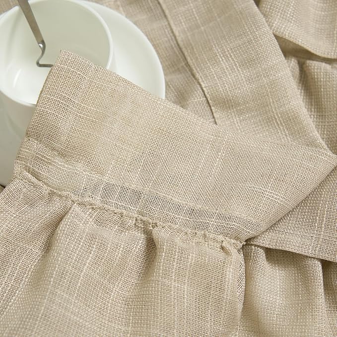 jinchan Ruffled Valance Curtain Slubbed Crossed Kitchen Valance Vintage - Image 9